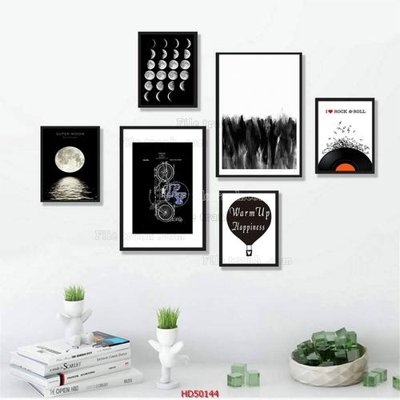 File gốc File tranh treo bộ 6 tấm bắc âu HD50144 (in tráng gương) nghệ thuật