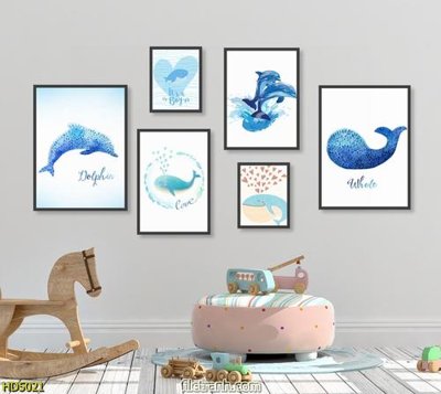 Tải file tranh cá heo đại dương cho bé vẽ tay HD5021 (PSD) cho in ấn quảng cáo