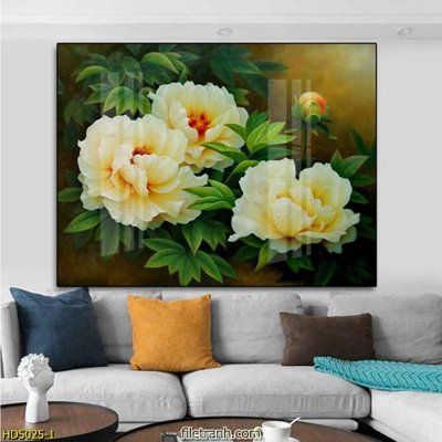 File tranh File tranh hoa mẫu đơn trắng sơn dầu HD5025 (gốc) chủ đề trẻ em