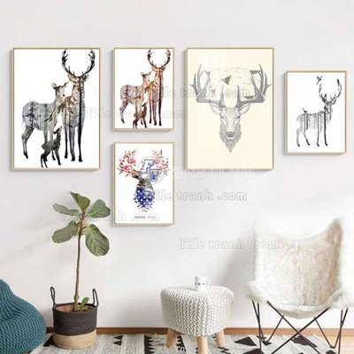 File gốc File tranh bộ 5 tấm hiện đại HD51000 (chủ đề hiện đại) trang trí