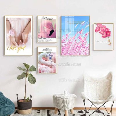 File tranh File tranh bộ 5 tấm hiện đại HD51004 (gốc) phong cách tối giản
