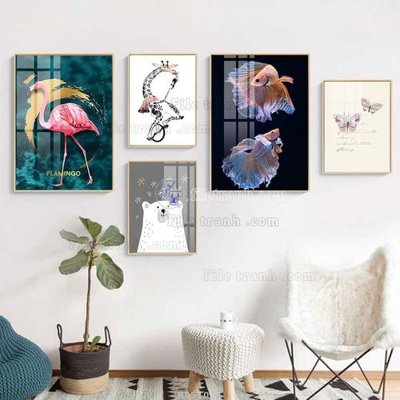 File tranh File tranh bộ 5 tấm hiện đại HD51011 (ảnh gốc) in trần 3D