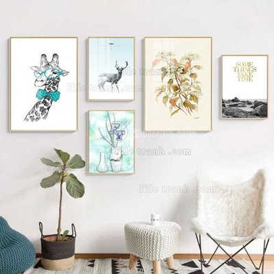 Tải file File tranh bộ 5 tấm hiện đại HD51017 (gốc) chủ đề tâm linh