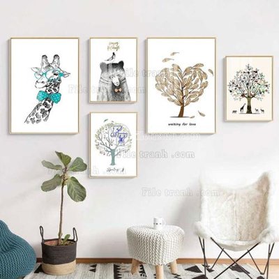 File tranh PSD File tranh bộ 5 tấm hiện đại HD51021 chất lượng cao