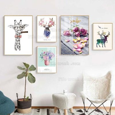 Tải file PSD File tranh bộ 5 tấm hiện đại HD51027 (nguyên layer) để in