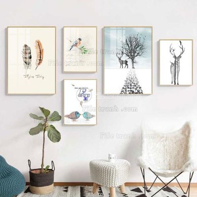 Tải file gốc File tranh bộ 5 tấm hiện đại HD51035 (để in lụa)