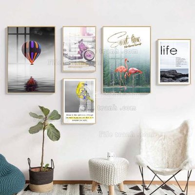 Cung cấp file tranh gốc File tranh bộ 5 tấm hiện đại HD51045 độc quyền