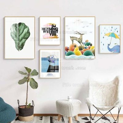 Tải file PSD File tranh bộ 5 tấm hiện đại HD51047 (nguyên layer) để in