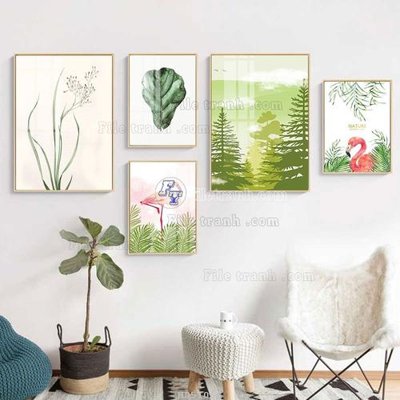 File gốc File tranh bộ 5 tấm hiện đại HD51068 (PSD/TIFF) độ phân giải cao