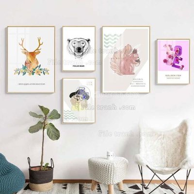 File gốc File tranh bộ 5 tấm hiện đại HD51069 (Filetranh.com) File tranh bộ 5 tấm hiện đại HD51069