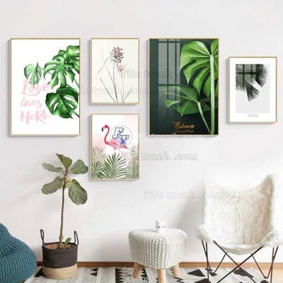 File tranh File tranh bộ 5 tấm hiện đại HD51073 (bản gốc) treo quán cafe