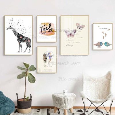 Tải file gốc File tranh bộ 5 tấm hiện đại HD51074 (in không vỡ ảnh)