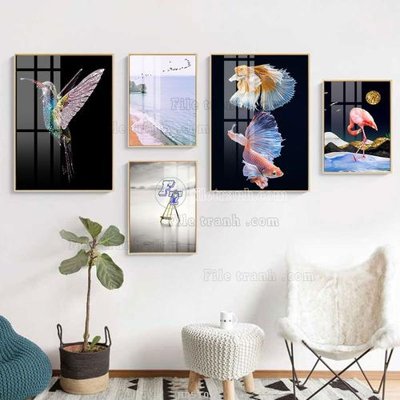 File in trần File tranh bộ 5 tấm hiện đại HD51076 (bản gốc) 5D