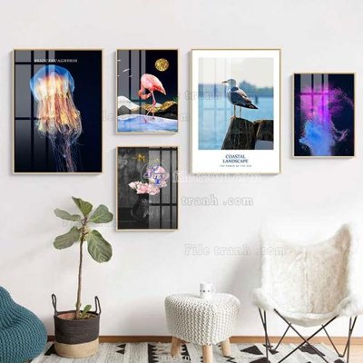 File gốc File tranh bộ 5 tấm hiện đại HD51078 cho in ấn và thiết kế