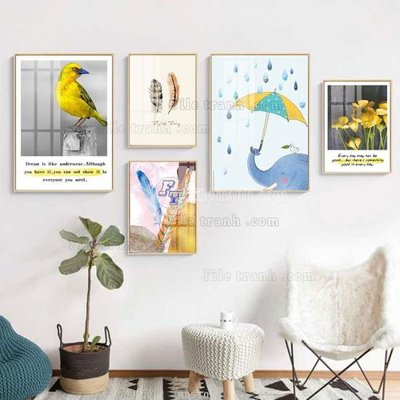 File tranh File tranh bộ 5 tấm hiện đại HD51079 (gốc) chủ đề thiên nhiên