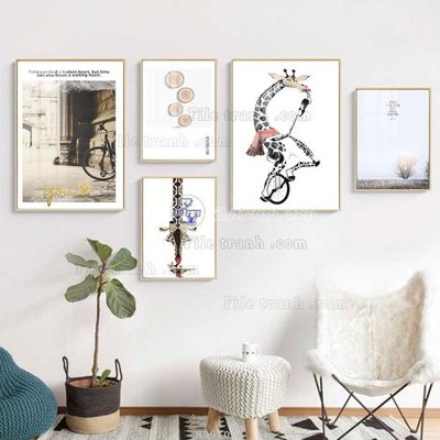 File tranh File tranh bộ 5 tấm hiện đại HD51091 (gốc) chủ đề trừu tượng