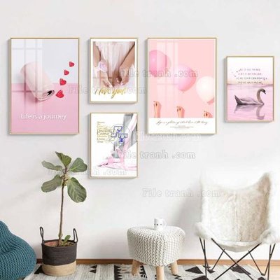 Ảnh gốc File tranh bộ 5 tấm hiện đại HD51092 (độ nét cao) in mica