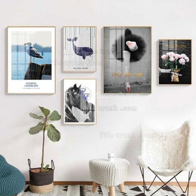 File in lụa File tranh bộ 5 tấm hiện đại HD51097 (phong cảnh) File tranh bộ 5 tấm hiện đại HD51097