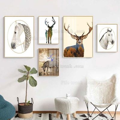 File ảnh gốc File tranh bộ 5 tấm hiện đại HD51100 (chuyên in mica)