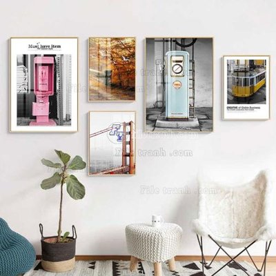 Tải file File tranh bộ 5 tấm hiện đại HD51101 (gốc) in nhanh