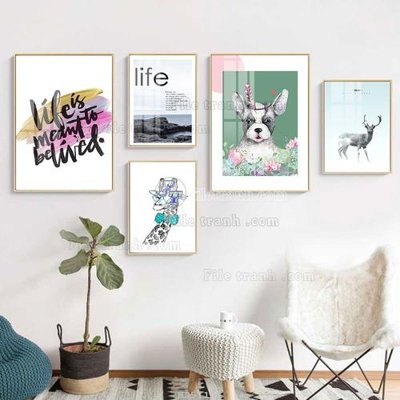 File PSD File tranh bộ 5 tấm hiện đại HD51103 (gốc) cho designer