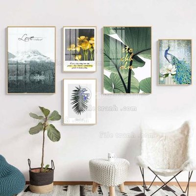 File in trần File tranh bộ 5 tấm hiện đại HD51104 (bản gốc) phong cảnh