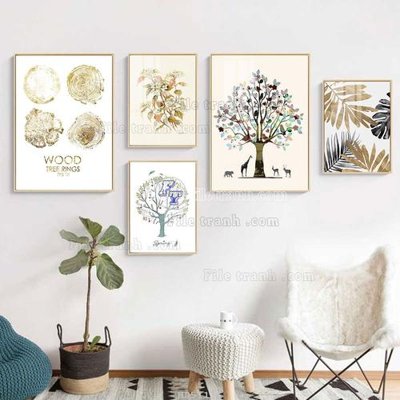 Ảnh gốc File tranh bộ 5 tấm hiện đại HD51116 (siêu chi tiết) để in ấn