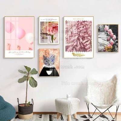 File PSD File tranh bộ 5 tấm hiện đại HD51127 (gốc) cho designer