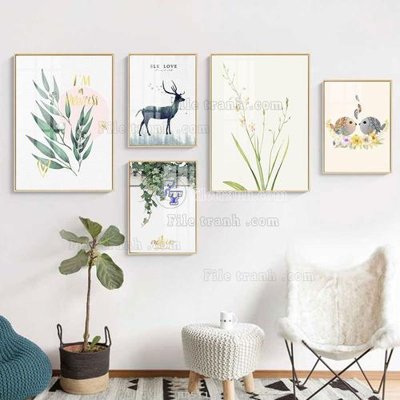 File gốc File tranh bộ 5 tấm hiện đại HD51128 (phiên bản chuẩn) để in ấn