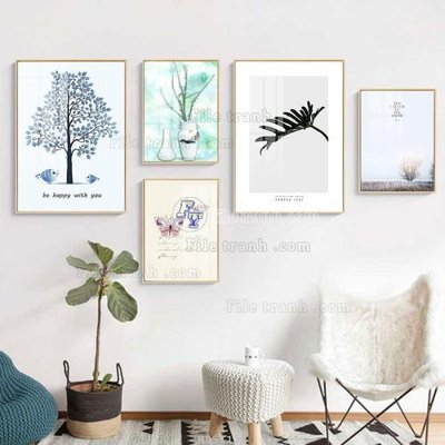 File gốc File tranh bộ 5 tấm hiện đại HD51132 (PNG) chất lượng cao