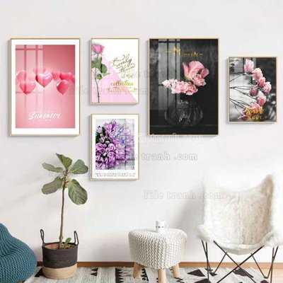 Tải file gốc in lụa File tranh bộ 5 tấm hiện đại HD51142 siêu nét