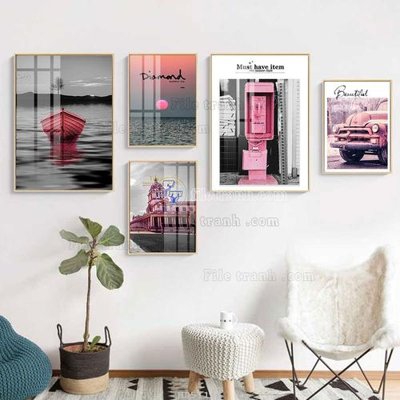 File tranh quảng cáo File tranh bộ 5 tấm hiện đại HD51143 (file gốc) chuyên nghiệp
