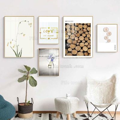 File gốc File tranh bộ 5 tấm hiện đại HD51153 (trang trí) cho phòng khách