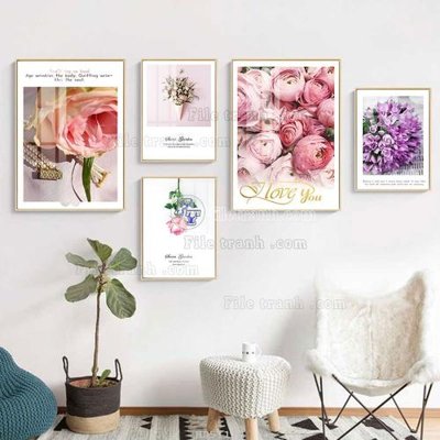 File ảnh File tranh bộ 5 tấm hiện đại HD51170 (gốc) in decal dán tường