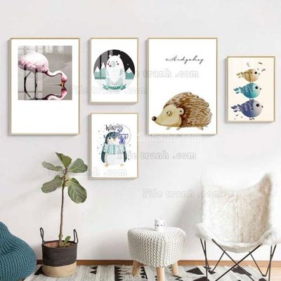 File PSD File tranh bộ 5 tấm hiện đại HD51175 (bản gốc) đã tách nền