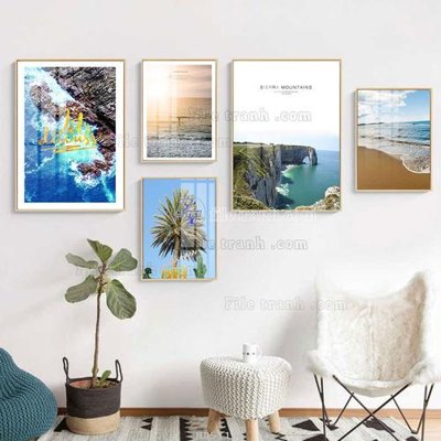 Download file gốc File tranh bộ 5 tấm hiện đại HD51185 (in lụa) tranh 3D