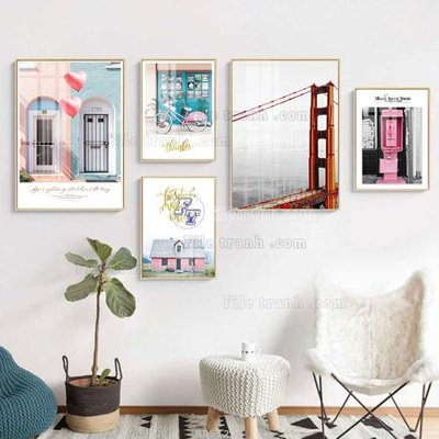 File ảnh File tranh bộ 5 tấm hiện đại HD51208 (gốc) in quảng cáo ngoài trời