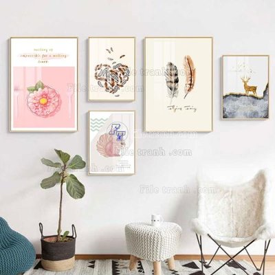 File gốc File tranh bộ 5 tấm hiện đại HD51222 (phiên bản chuẩn) để in ấn