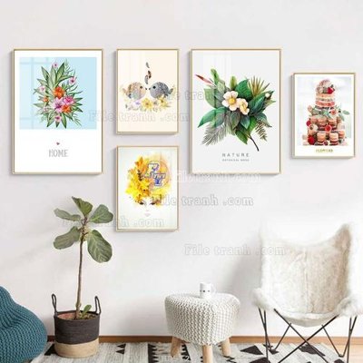 File tranh gốc File tranh bộ 5 tấm hiện đại HD51233 (bản quyền) file PSD