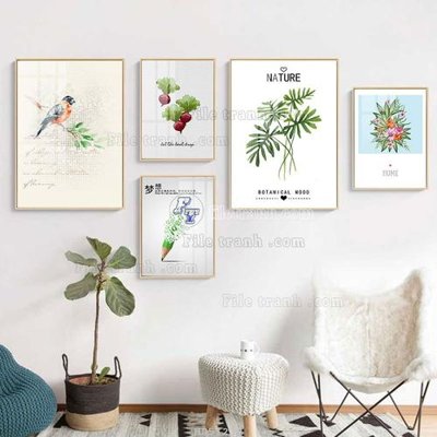 File tranh File tranh bộ 5 tấm hiện đại HD51239 (bản gốc) trang trí văn phòng