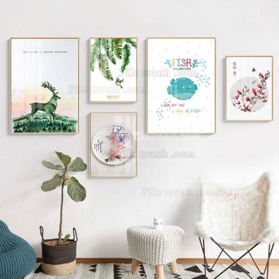 File gốc File tranh bộ 5 tấm hiện đại HD51250 (ảnh chi tiết) để in trần