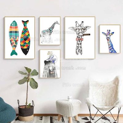 File tranh File tranh bộ 5 tấm hiện đại HD51254 (ảnh gốc) in trần 3D