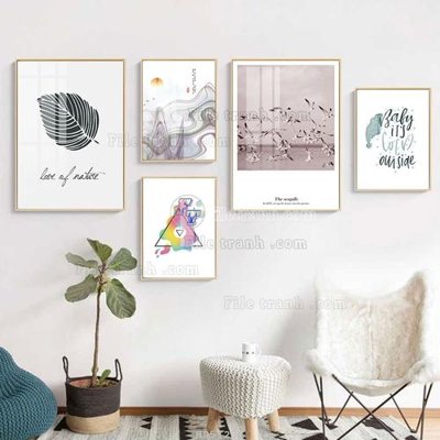 File in ấn chuyên nghiệp File tranh bộ 5 tấm hiện đại HD51257 (file gốc)