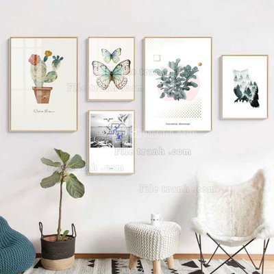 File in ấn File tranh bộ 5 tấm hiện đại HD51258 chuyên nghiệp