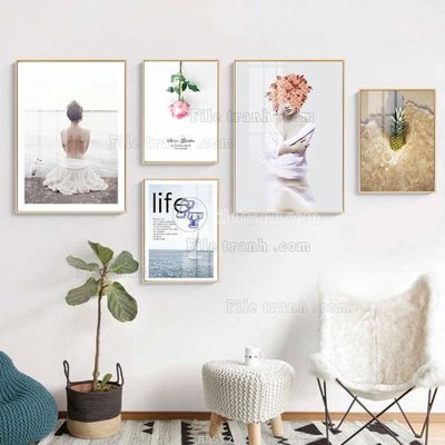 Tải file File tranh bộ 5 tấm hiện đại HD51262 (gốc) làm tranh trang trí