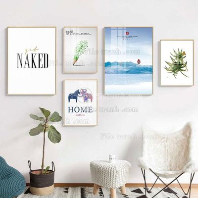 File gốc File tranh bộ 5 tấm hiện đại HD51269 (bản quyền) cho in ấn