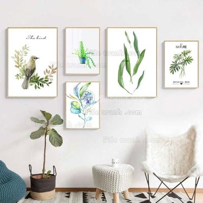 Download file gốc File tranh bộ 5 tấm hiện đại HD51279 (in mica) trong suốt