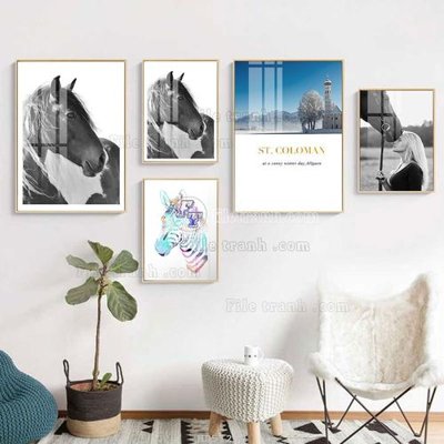 File ảnh File tranh bộ 5 tấm hiện đại HD51280 (gốc) in poster
