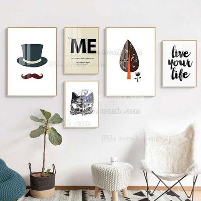 File tranh gốc File tranh bộ 5 tấm hiện đại HD51298 (bản quyền) Filetranh.com