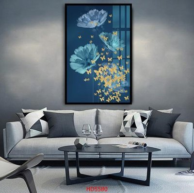 Download file gốc File tranh bộ hiện đại HD5580 (in lụa) hoa lá
